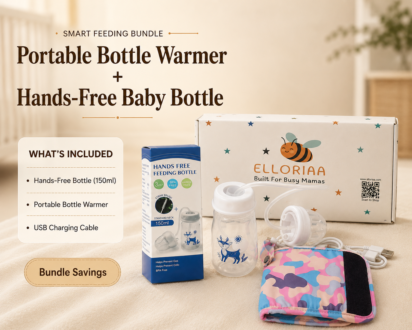 Smart Feeding Bundle - Portable bottle Warmer + Hands Free Bottle